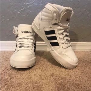 high top black and white adidas